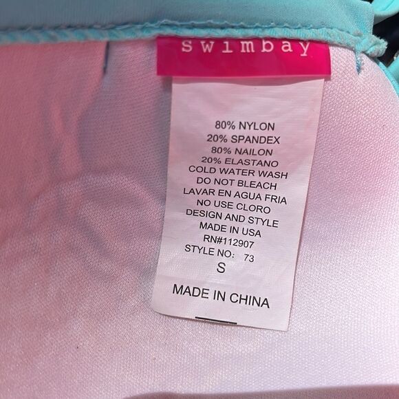 RUFFLE TRIANGLE BIKINI TOP SEAFOAM/MINT/TURQUOISE SMALL - Picture 6 of 6